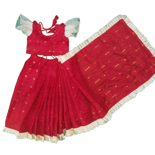 tisu kuci lal jamdani টিশু কুচি লাল নাকফুল জামদানী - Image 1