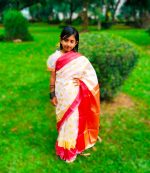 ক্রিম কাতান রেডি শাড়ী